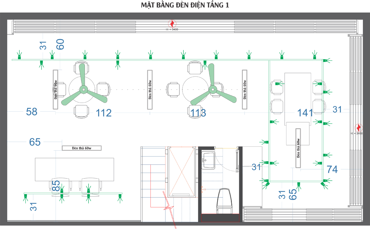 Cách bố trí đèn rọi ray